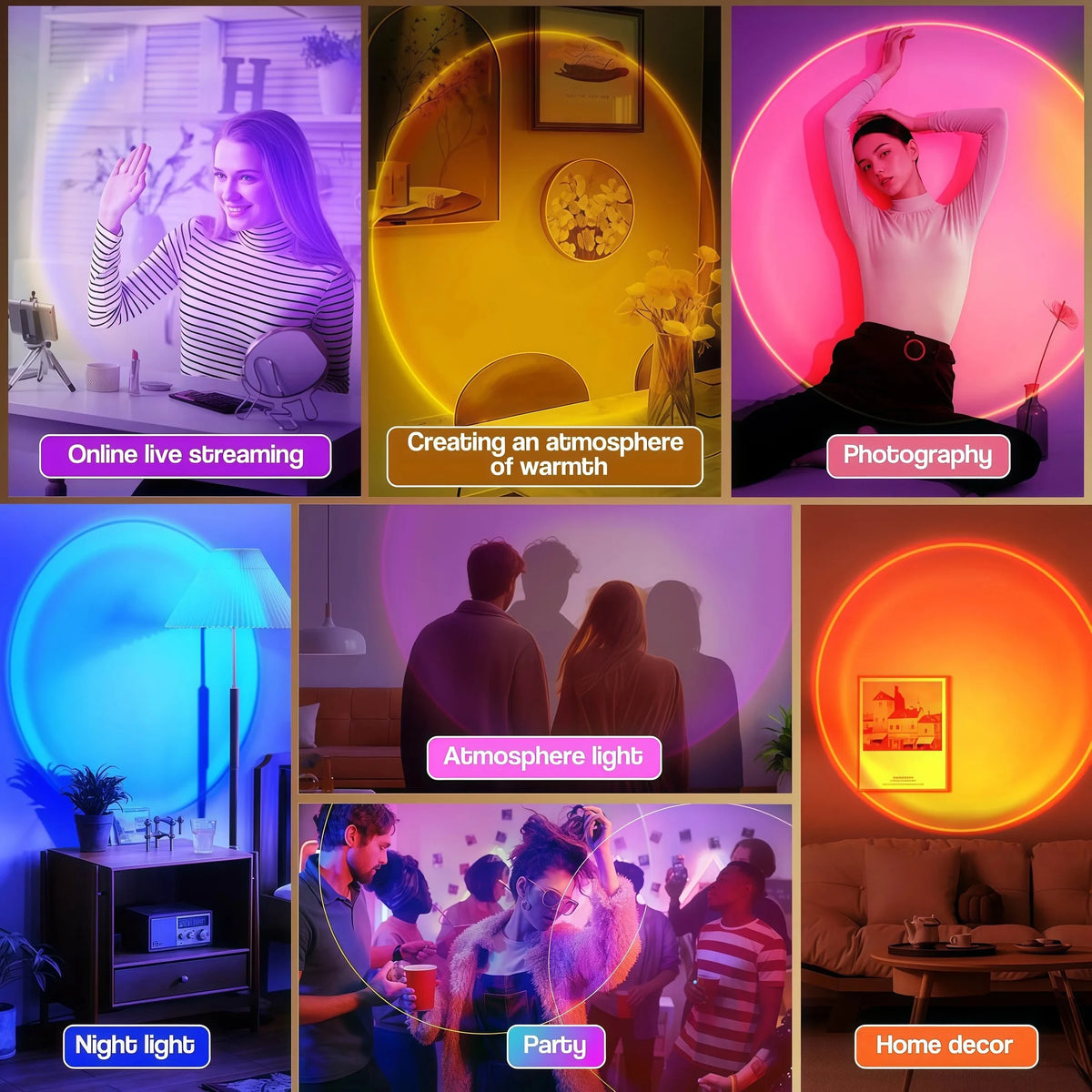 LED Sunset Lamp RGB, Mini USB Projector Light Remote Control for Bedroom Bedside Photography Home Party Gift Decor Table