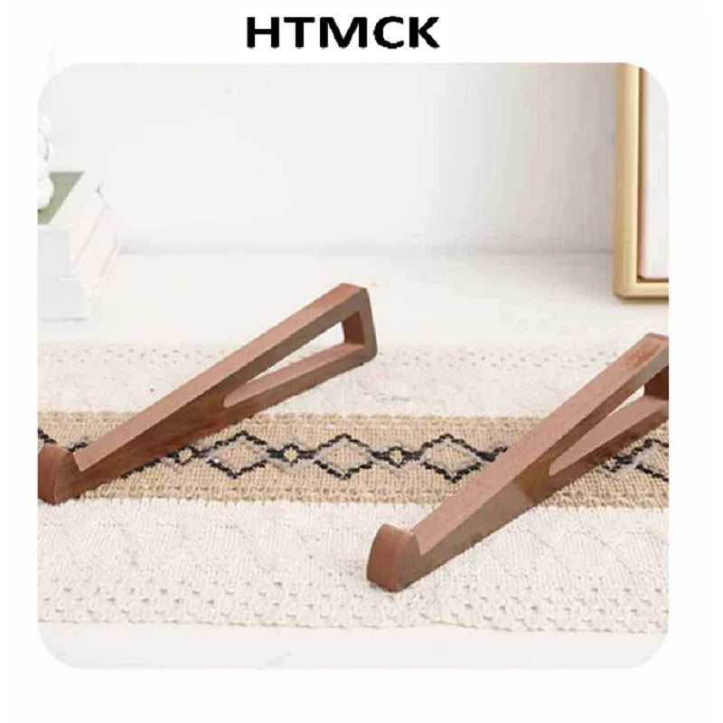 Foldable Portable Wooden Laptop Stand, Triangular Ventilation Cooling Design, 12 Adjustable Angle Ergonomic Desk Accessory