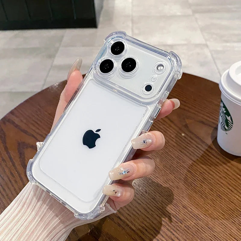 Luxury Shockproof Clear Phone Case For iPhone 17 16 15 14 13 12 11 Pro X XR XS Max Plus Air Soft Transparent Bumper Cases Cover