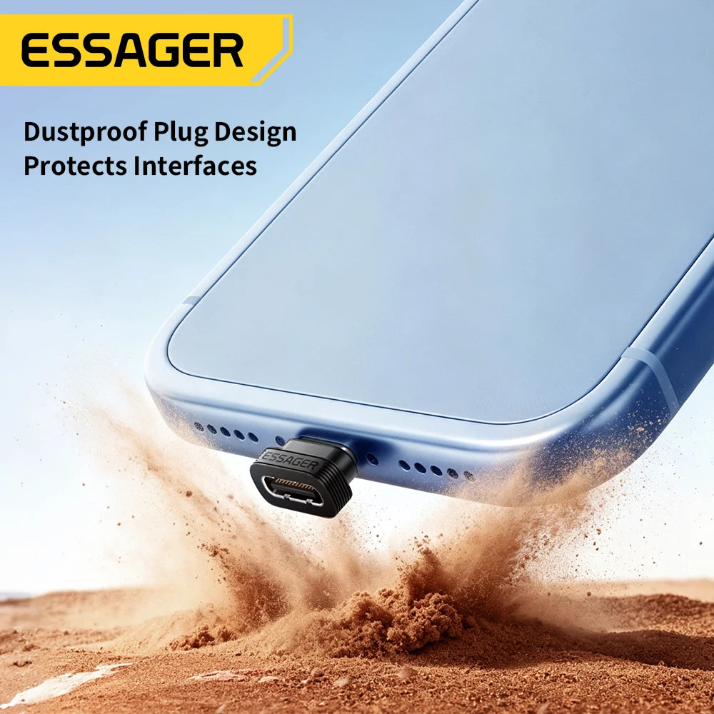Essager Type‑C To Type‑C OTG Adapter Type‑C Dust Protective Plug Support Charging Data Sync For iPhone 17 Xiaomi 17 Smart Phones