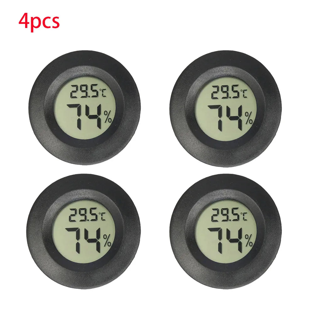2/4 Pcs Mini Hygrometer Thermometer Fahrenheit or Celsius Meter Digital LCD Monitor Indoor Room Round Humidity Temperature Gauge