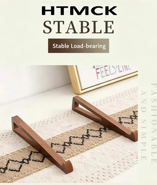 Foldable Portable Wooden Laptop Stand, Triangular Ventilation Cooling Design, 12 Adjustable Angle Ergonomic Desk Accessory
