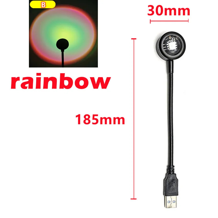 RnnTuu Led USB Sunset Lamp Projector Home Decor Night Light Portable Mood Light For Living Room Wall Photography Neon Lights