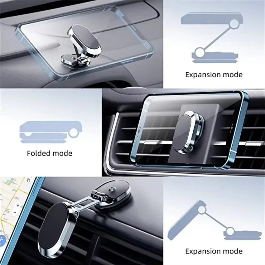 Magnetic Car Phone Holder Magnet Phone Bracket Foldable Dashboard Stand 360-degree Rotatable Navigation Holder Car Accessories