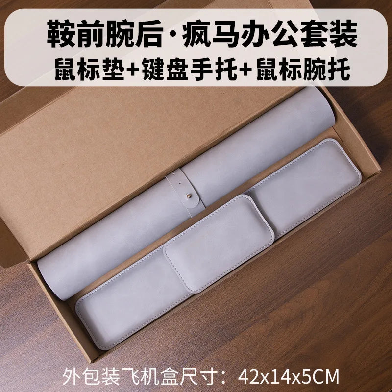 Desk Mat Waterproof PU Mouse Pad Large Mousepad Laptop Non-slip Desk Pad Keyboard Mats Mouse Mat Mouse Wrist Guard Three Pieces