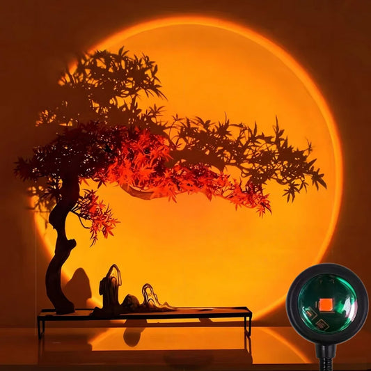 Sunset Projector LED Lamp | Art Deco Style Metal and Crystal USB Powered Energy Efficient Bedroom Decoration