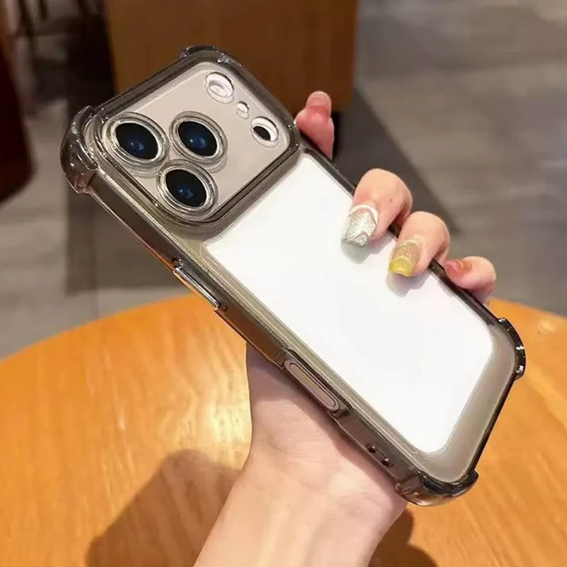 Luxury Shockproof Clear Phone Case For iPhone 17 16 15 14 13 12 11 Pro X XR XS Max Plus Air Soft Transparent Bumper Cases Cover