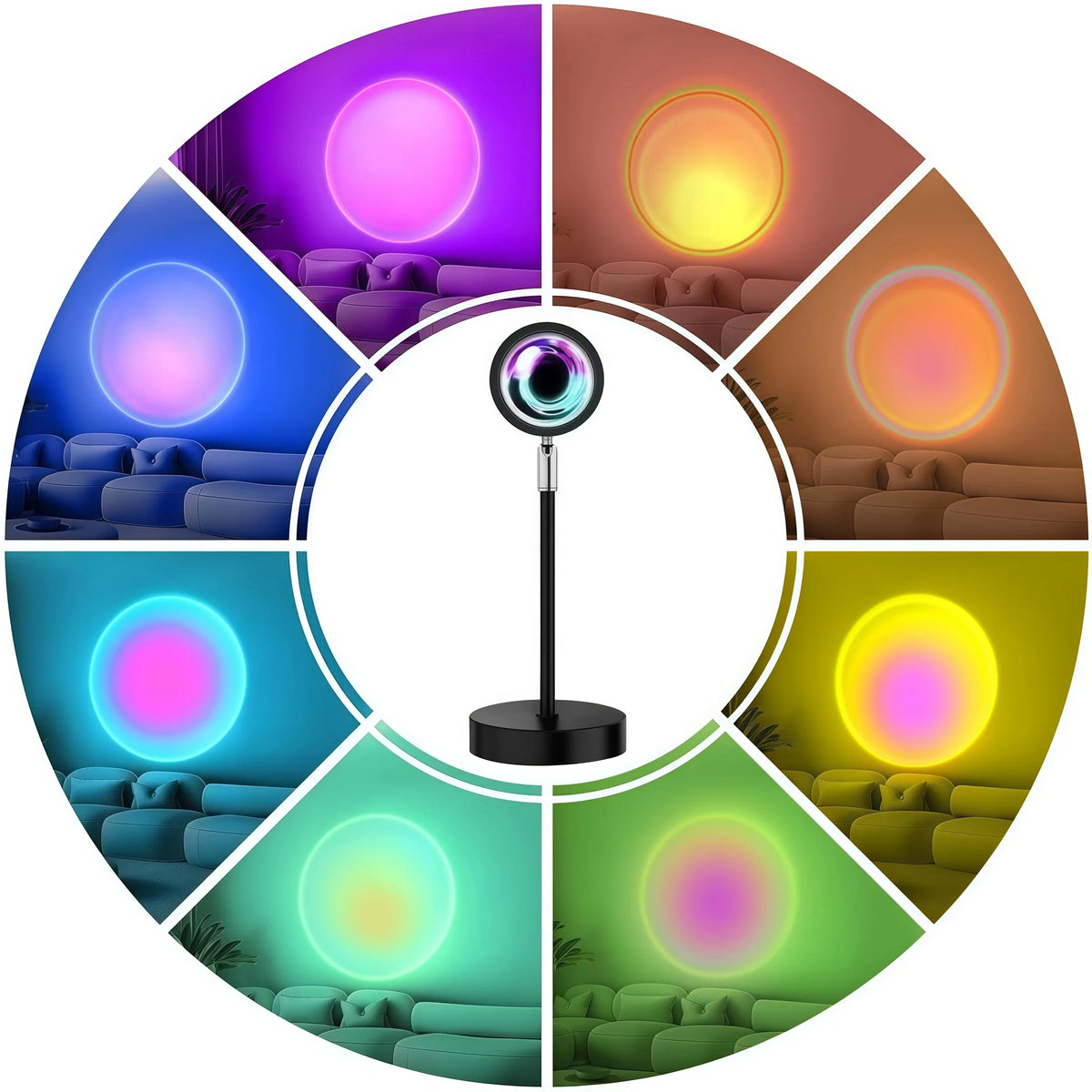 LED Sunset Lamp RGB, Mini USB Projector Light Remote Control for Bedroom Bedside Photography Home Party Gift Decor Table
