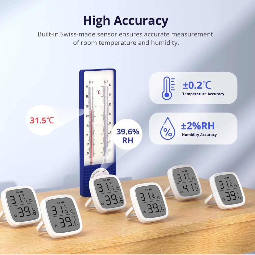 1-4PCS SONOFF SNZB-02D Zigbee LCD Digital Thermometer Smart Temperature Humidity Sensor APP Monitoring Work with Alexa Google