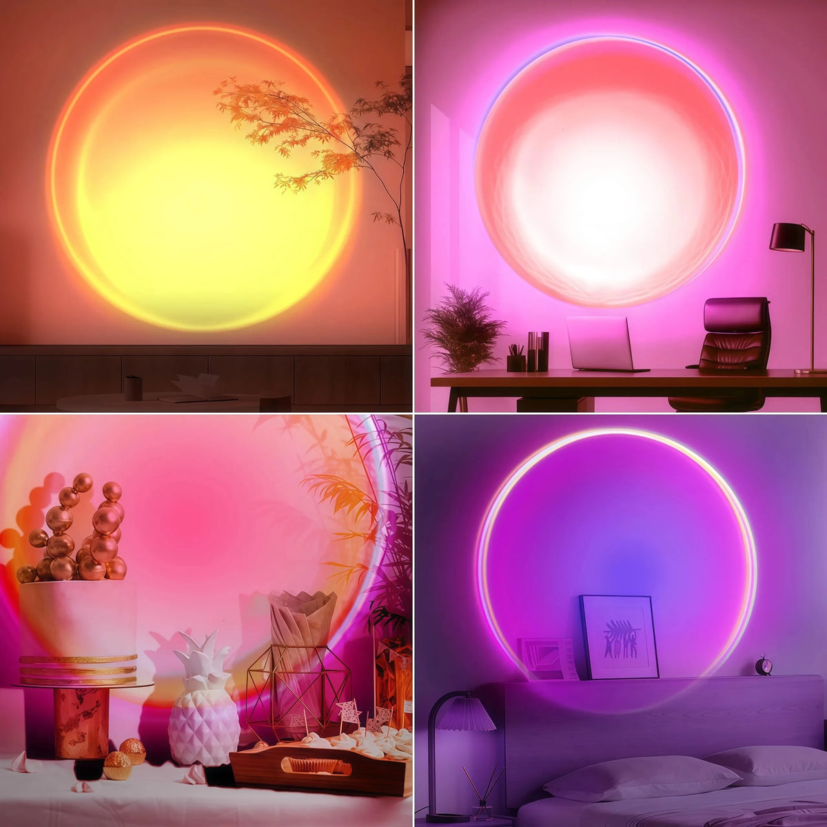 LED Sunset Lamp RGB, Mini USB Projector Light Remote Control for Bedroom Bedside Photography Home Party Gift Decor Table