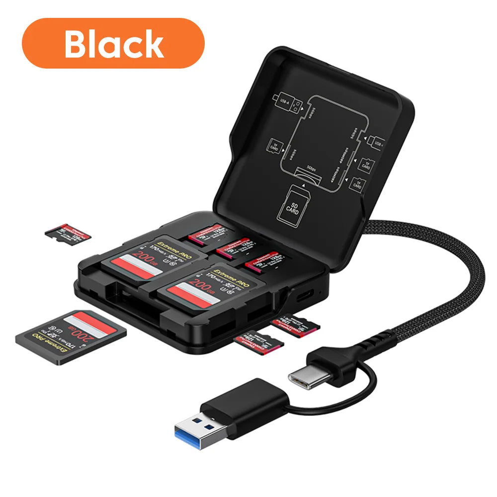 5 in 1 USB3.0 Reader Storage Box Adapter With USB/Type-C Cable Support ...