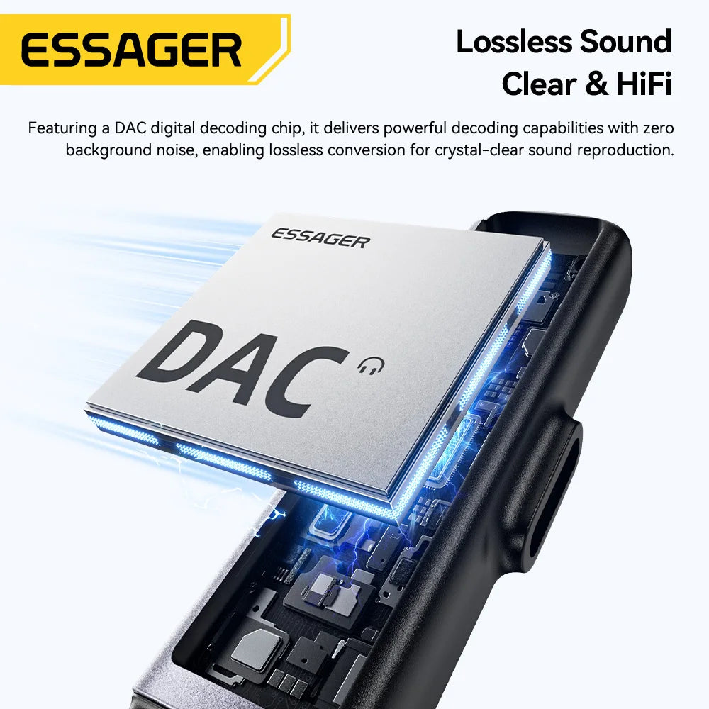 Essager 2-in-1 USB Type C Adapter 60W Charging & Audio Output Converter for MacBook iPhone Xiaomi  USB-C to 3.5mm Headphone Jack