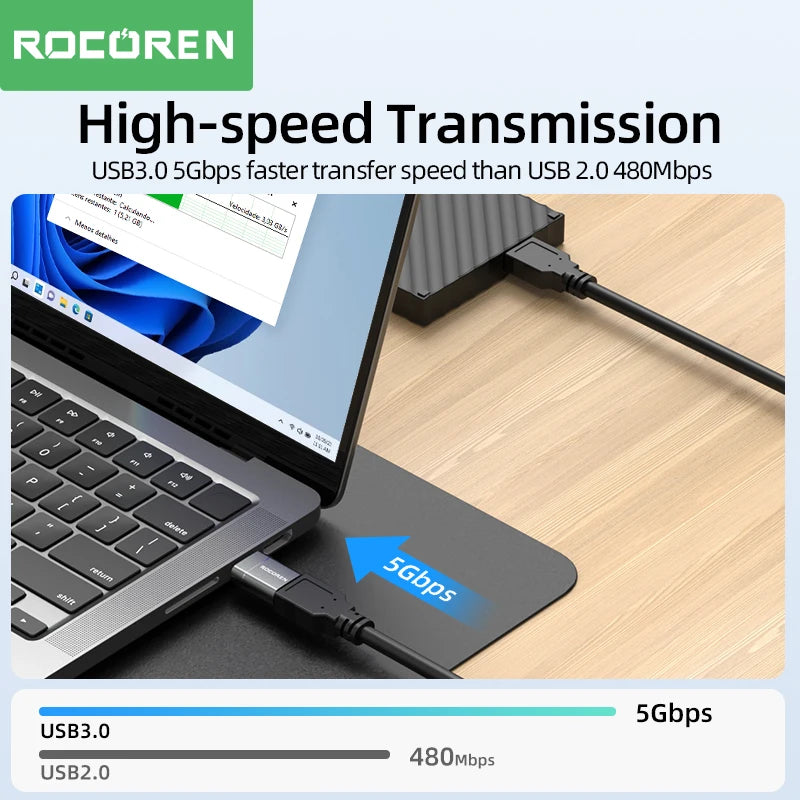 Rocoren USB Type C OTG Adapter USB C Male to USB 3.0 Female Cable Conv ...