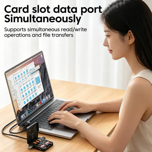 5 in 1 USB3.0 Reader Storage Box Adapter With USB/Type-C Cable Support 5Ports Read Simultaneously For SD/TF Card Storage Manager