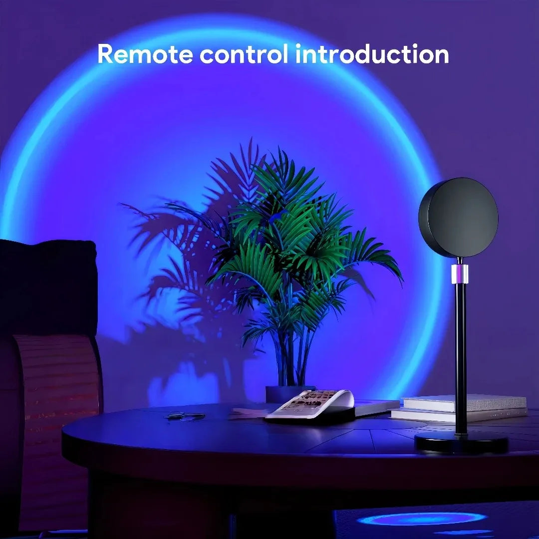 LED Sunset Lamp RGB, Mini USB Projector Light Remote Control for Bedroom Bedside Photography Home Party Gift Decor Table