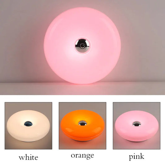 Creative Donut-Shaped Table Lamp, Wall-Mounted, Rechargeable, with Three Color Temperatures, Suitable for Decorative Lighting in Living Rooms, Bedrooms, Dining Areas, Etc.